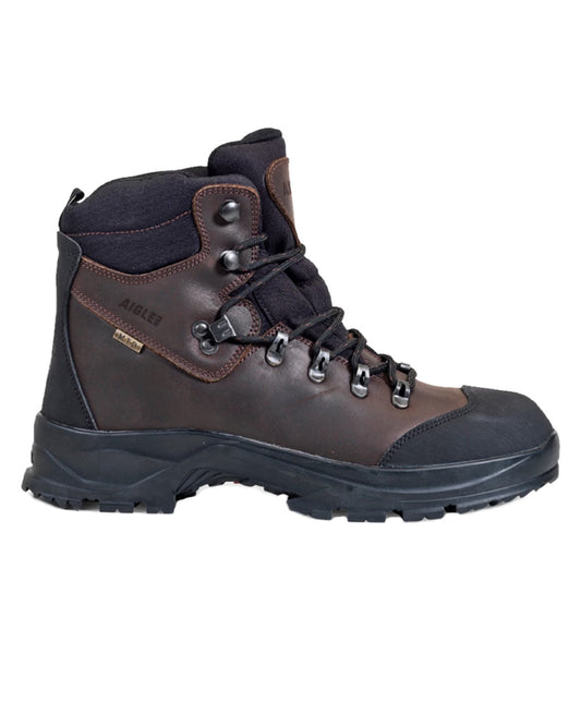 Dark Brown coloured Aigle Laforse Boots on white background #colour_dark-brown