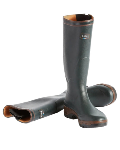 Bronze coloured Aigle Parcours 2 Vario Wellington Boots on white background #colour_bronze
