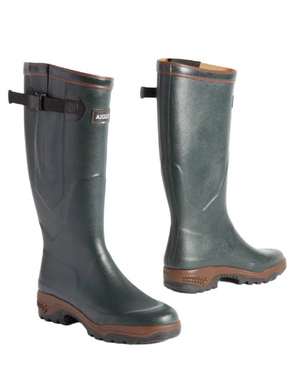 Bronze coloured Aigle Parcours 2 Vario Wellington Boots on white background #colour_bronze