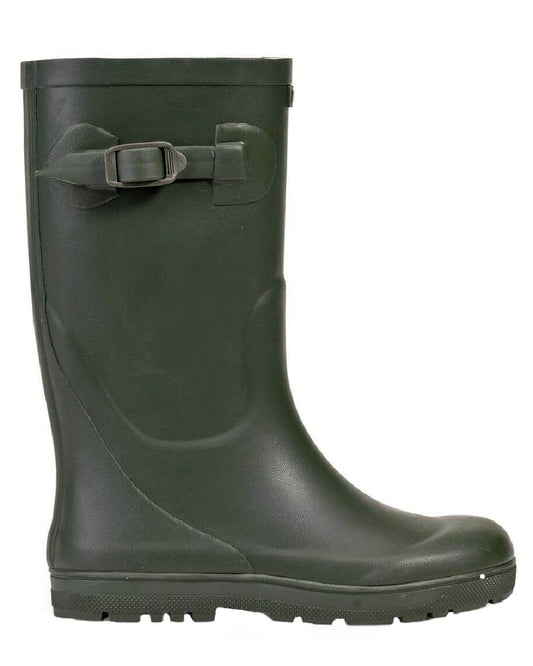 Kaki coloured Aigle Woody Pop 2 Childrens Wellington Boots on white background #colour_kaki