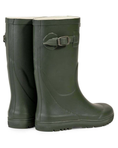 Kaki coloured Aigle Woody Pop 2 Childrens Wellington Boots on white background #colour_kaki