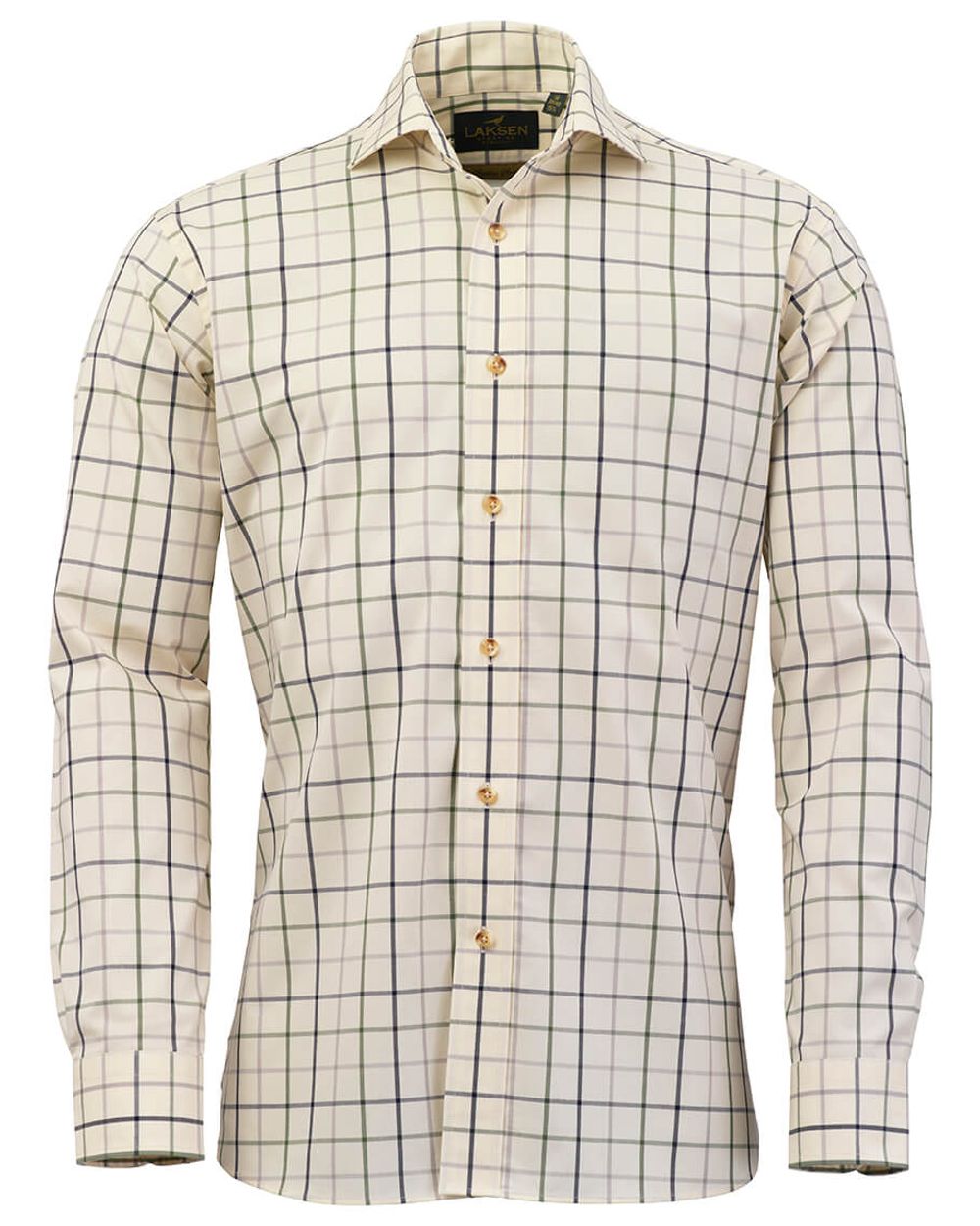 Woody Overcast Supernavy coloured Laksen Baxter Sporting Stretch Shirt on white background