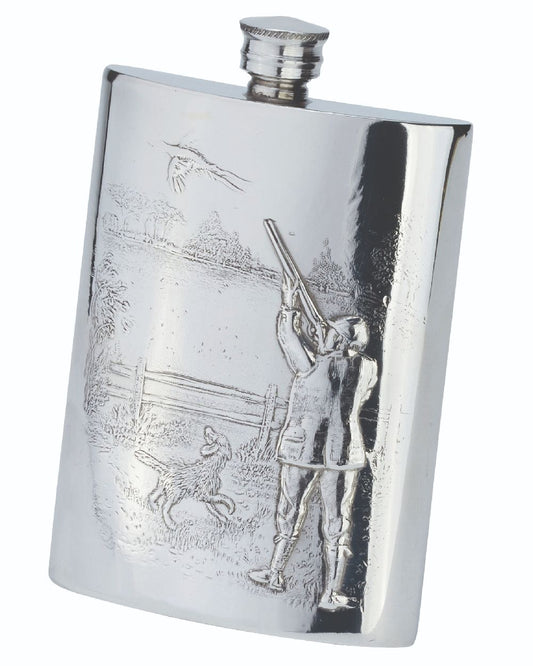 Bisley 6oz Gamekeeper Pewter Flask On White Background