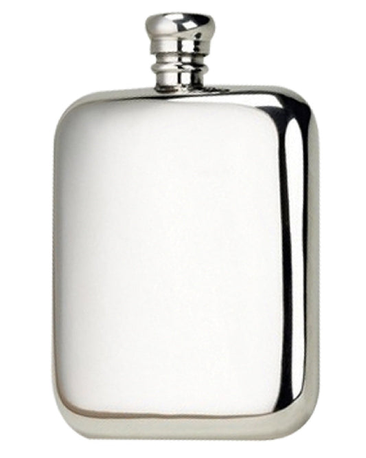 Bisley 6oz Kidney Pewter Flask in Presentation Box On White Background