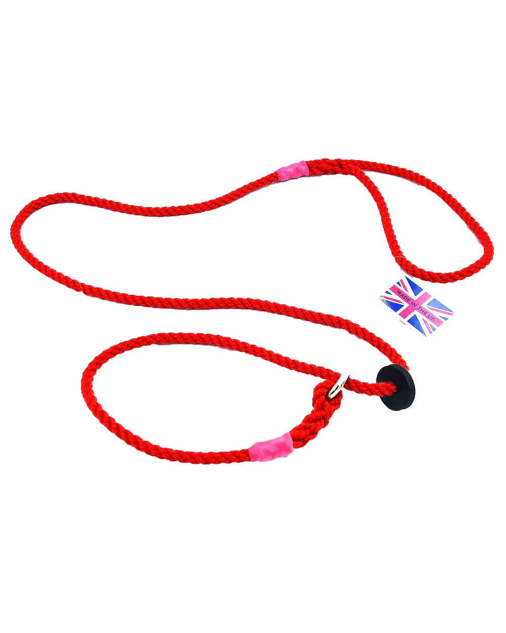 Red Coloured Bisley Deluxe Slip Lead with Rubber Stop on white background #colour_red