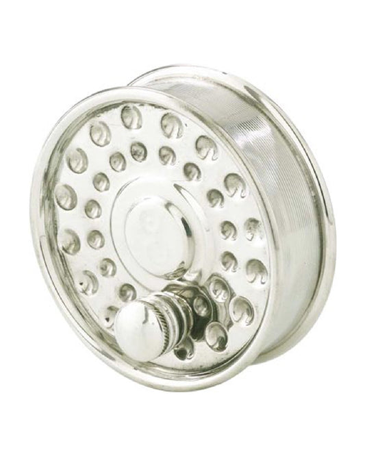 Bisley Fishing Reel Pewter Flask On White Background