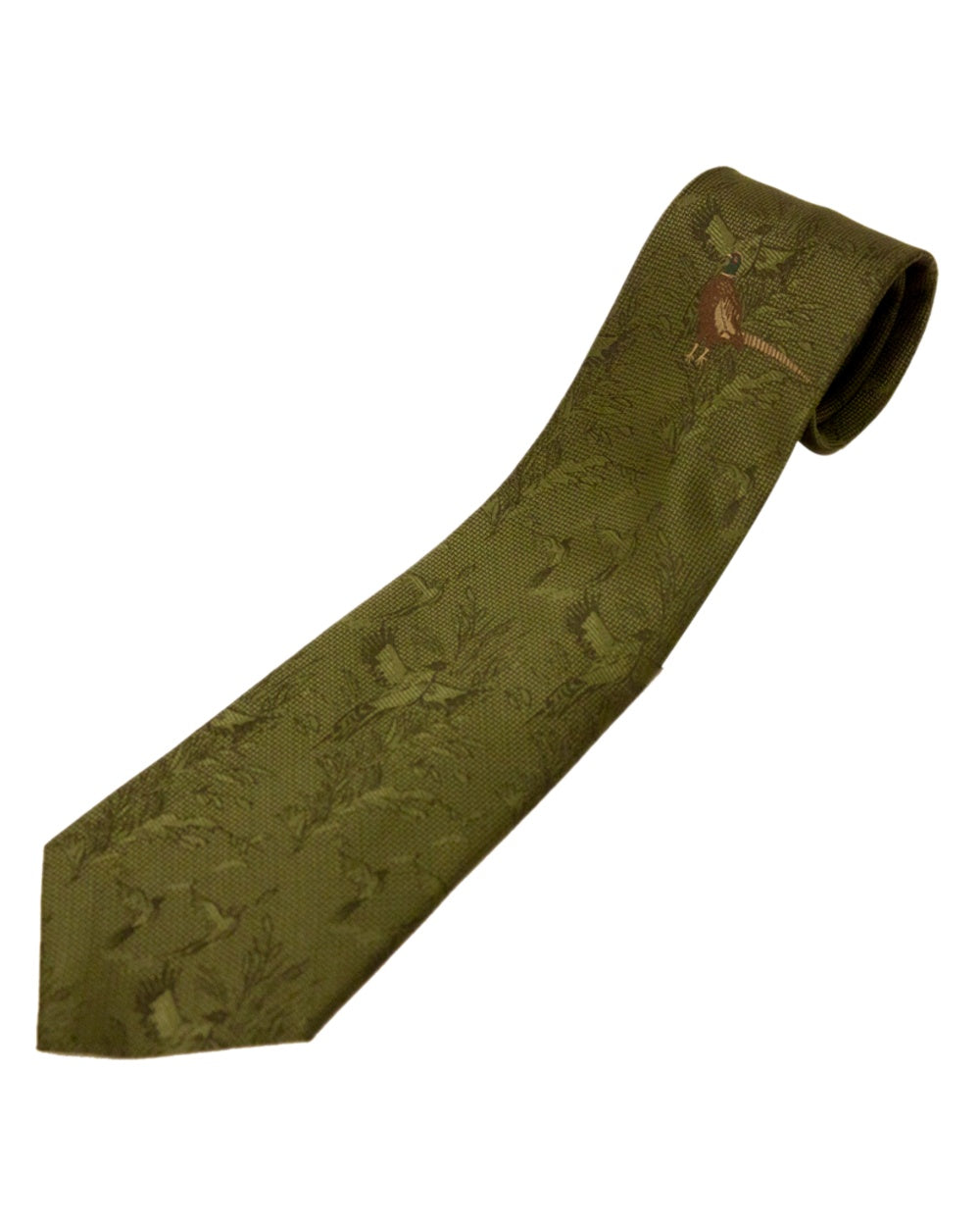 No 2 Single Pheasant Style Bisley Polyester Tie on white background #style_no-2-single-pheasant