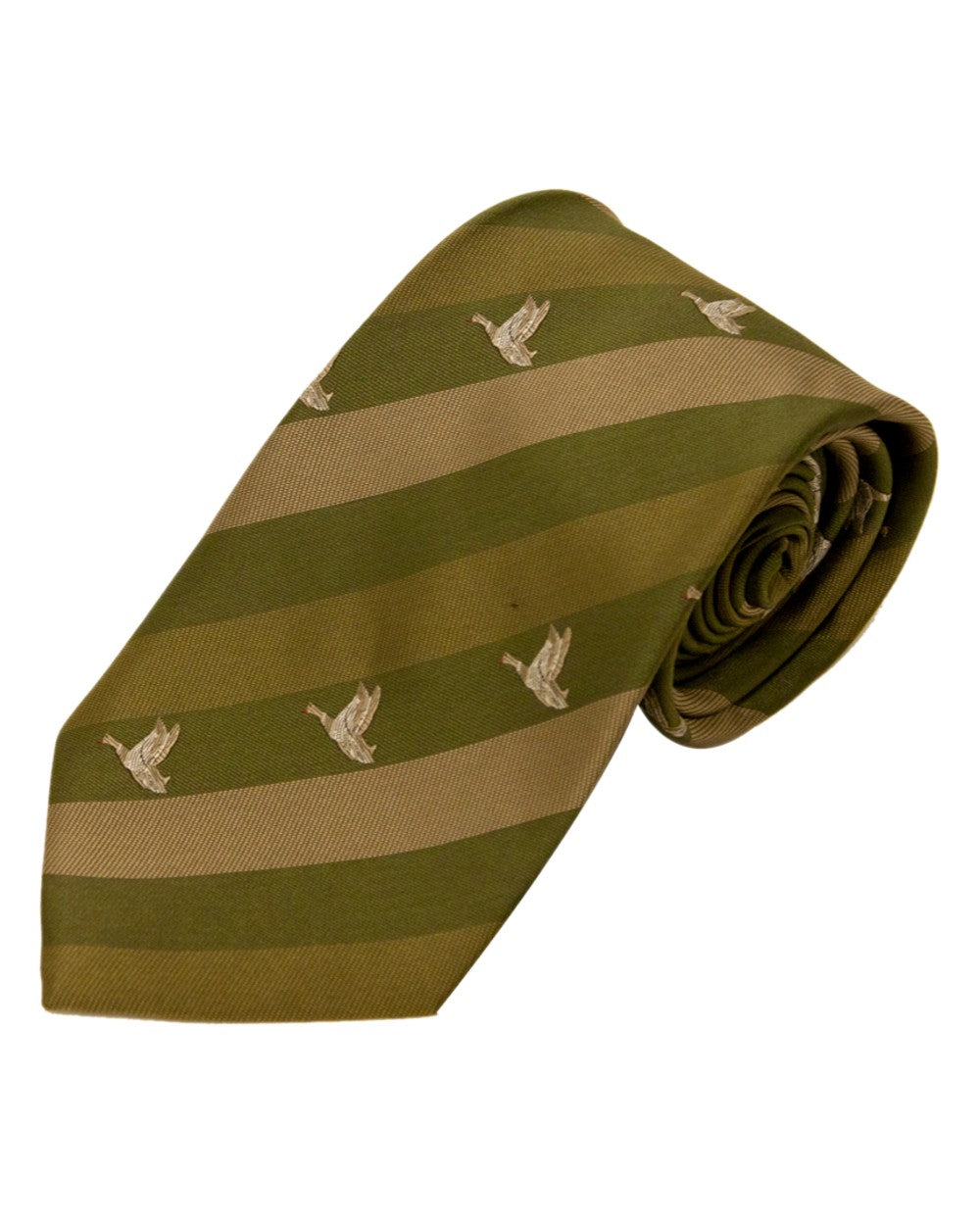 No 4 Duck Striped Style Bisley Polyester Tie on white background #style_no-4-duck-striped