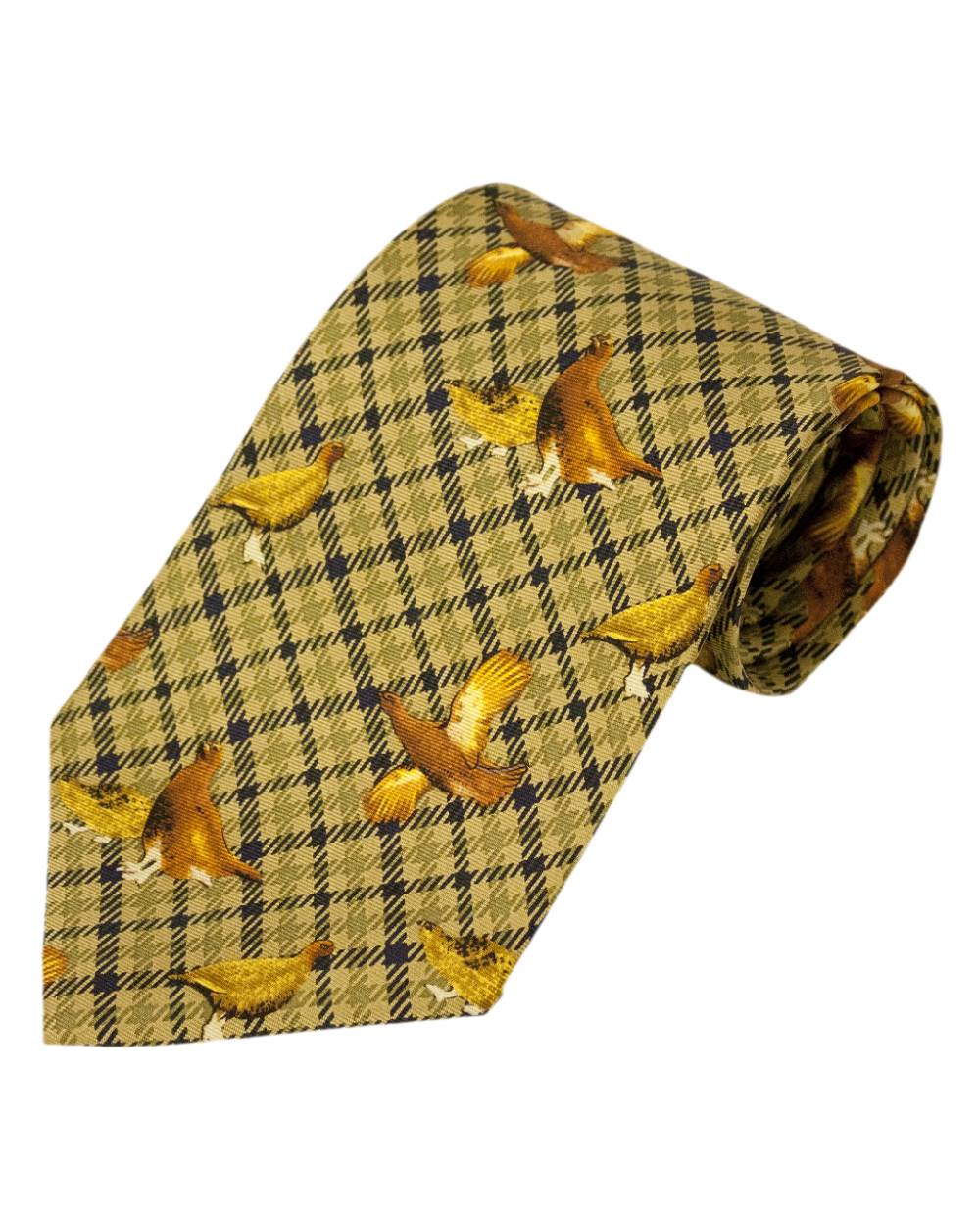 Green Grouse Style Bisley Silk Tie on white background #style_green-grouse