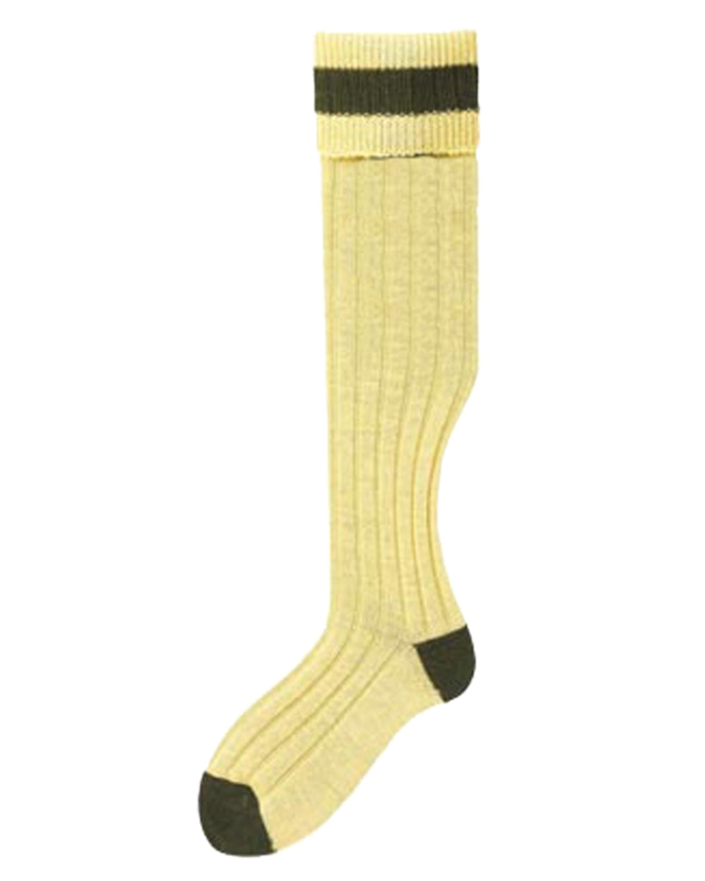 Mustard Olive Coloured Bisley Stockings on white background #colour_mustard-olive