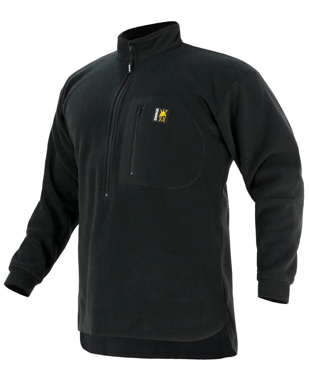 Black Coloured Swazi Bush Shirt On A White Background #colour_black