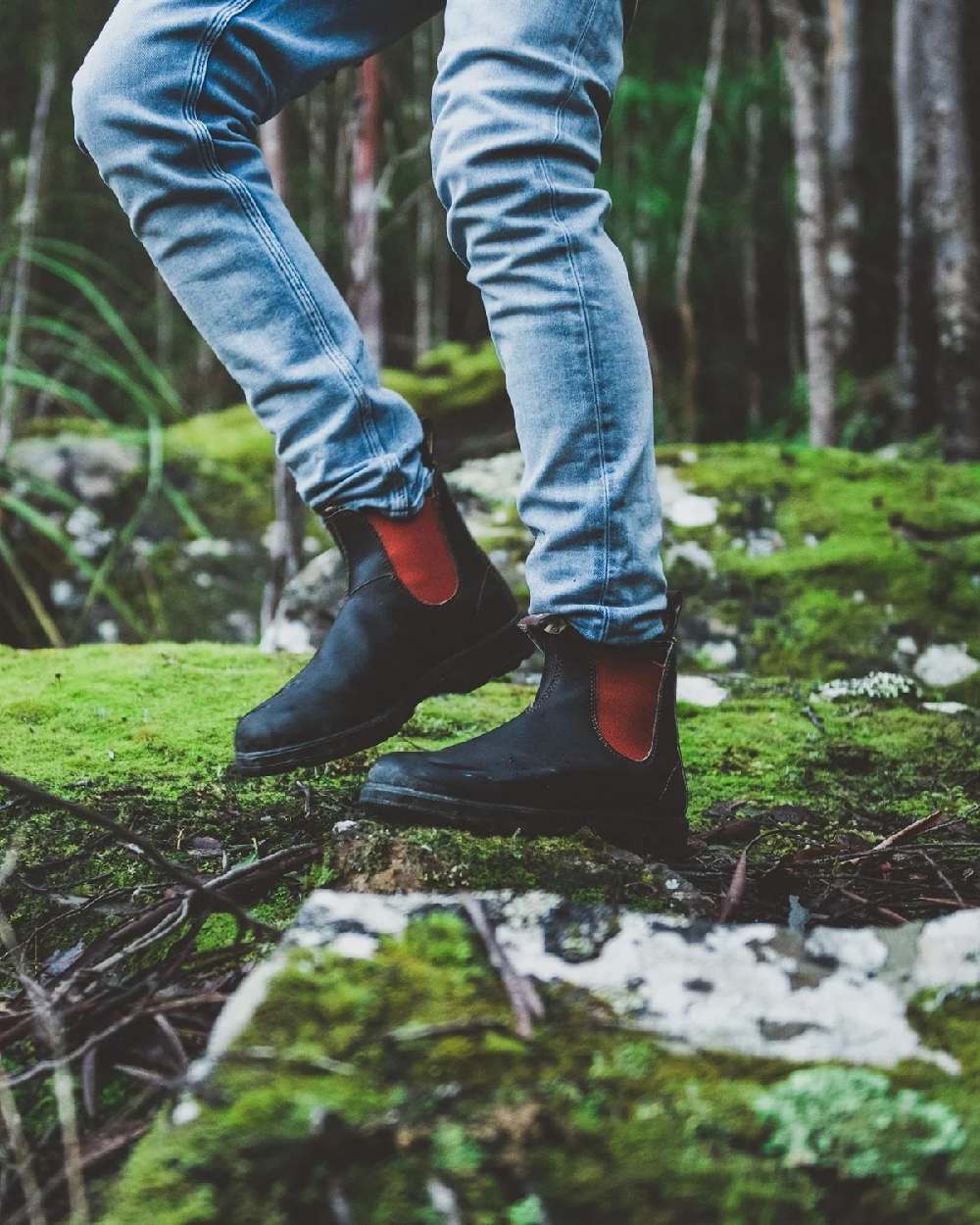 Brown Terracotta coloured Blundstone 1918 Brown Terracotta Chelsea Boots on forest background #colour_brown-terracotta