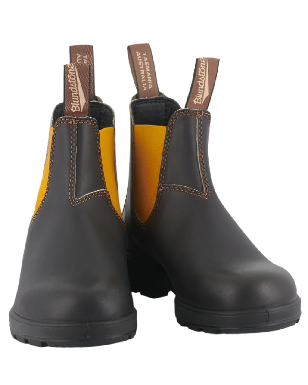 Dark Brown Mustard coloured Blundstone 1919 Dark Brown Mustard Leather Boots on white background #colour_dark-brown-mustard