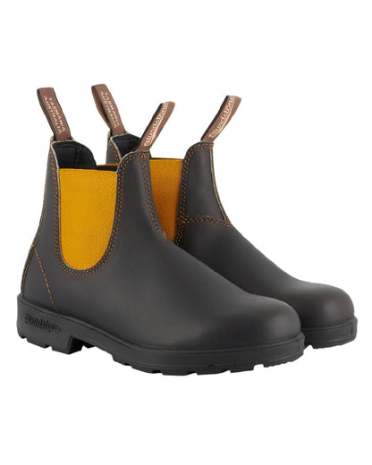 Dark Brown Mustard coloured Blundstone 1919 Dark Brown Mustard Leather Boots on white background #colour_dark-brown-mustard