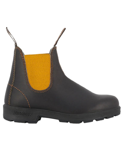 Dark Brown Mustard coloured Blundstone 1919 Dark Brown Mustard Leather Boots on white background #colour_dark-brown-mustard