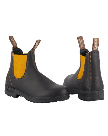Dark Brown Mustard coloured Blundstone 1919 Dark Brown Mustard Leather Boots on white background #colour_dark-brown-mustard