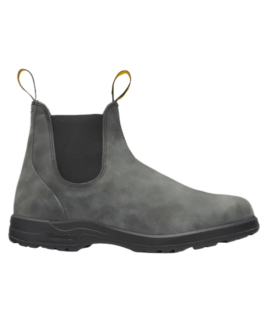 Rustic Black Coloured Blundstone 2055 Rustic Black Chelsea Boots on white background #colour_rustic-black