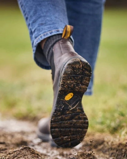 Cocoa Brown Coloured Blundstone 2057 Cocoa Brown Chelsea Boots on  outdoor background #colour_cocoa-brown