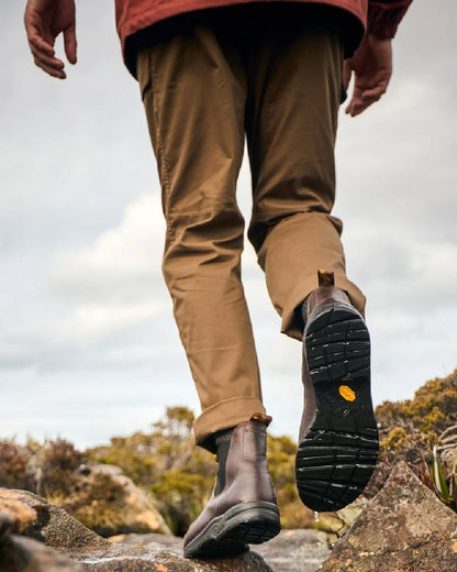 Cocoa Brown Coloured Blundstone 2057 Cocoa Brown Chelsea Boots on  outdoor background #colour_cocoa-brown