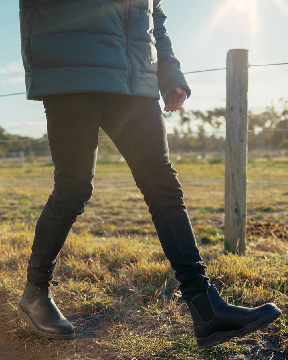 Black Coloured Blundstone 2058 Black Chelsea Boots on outdoor background #colour_black
