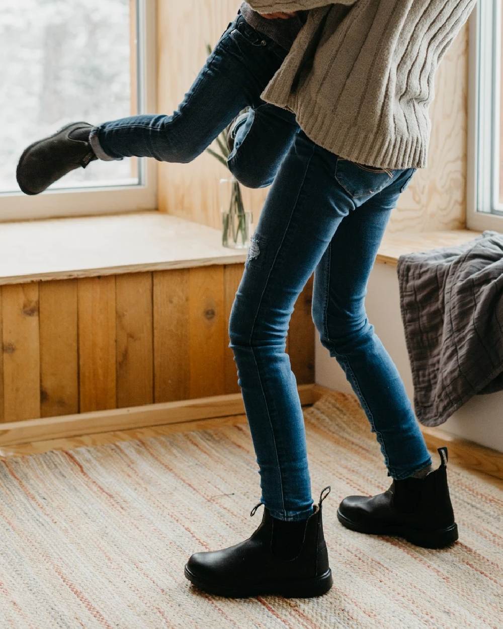 Black coloured Blundstone 510 Original Voltan Black Leather Boots on house background #colour_black