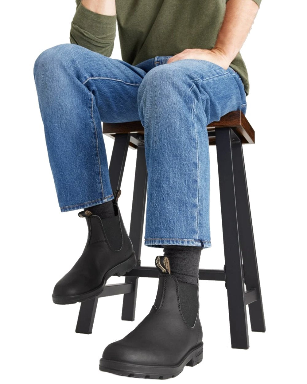 Black coloured Blundstone 510 Original Voltan Black Leather Boots on white background #colour_black
