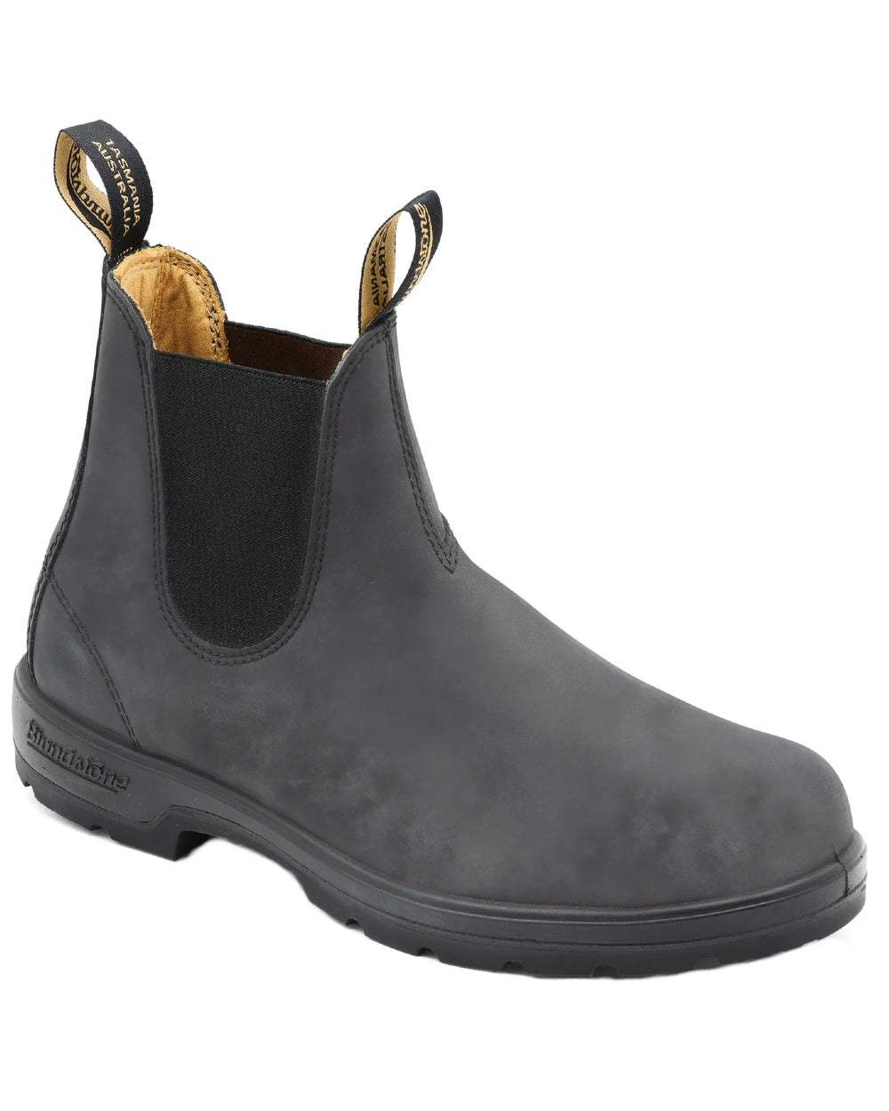 Rustic Black coloured Blundstone 587 Rustic Black Leather Boots on white background #colour_rustic-black