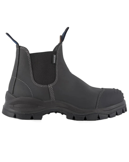 Black coloured Blundstone 910 Black Platinum Safety Boots on white background #colour_black