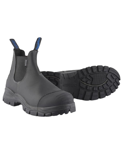 Black coloured Blundstone 910 Black Platinum Safety Boots on white background #colour_black