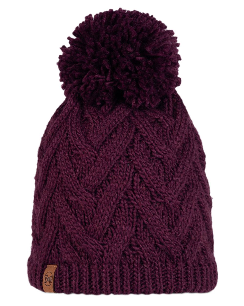 Dahlia Coloured Buff Caryn Knitted Fleece Beanie on white background #colour_dahlia