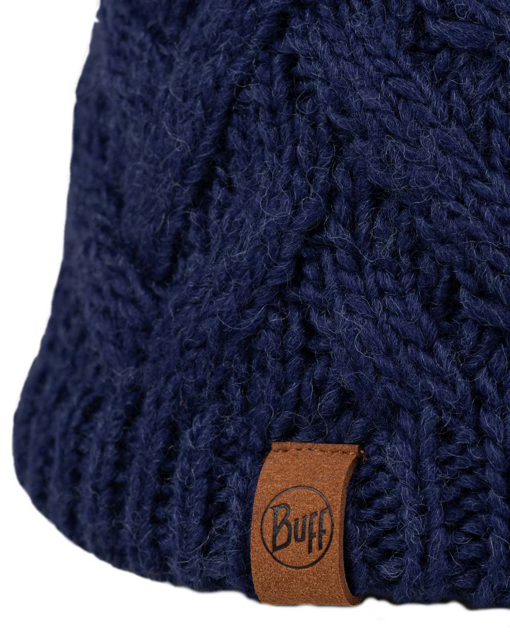 Midnight Coloured Buff Caryn Knitted Fleece Beanie on white background #colour_midnight