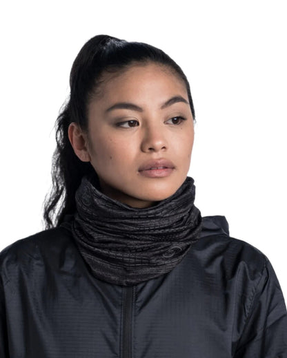 Black Coloured Buff DryFlx Neck Gaiter on white background #colour_black