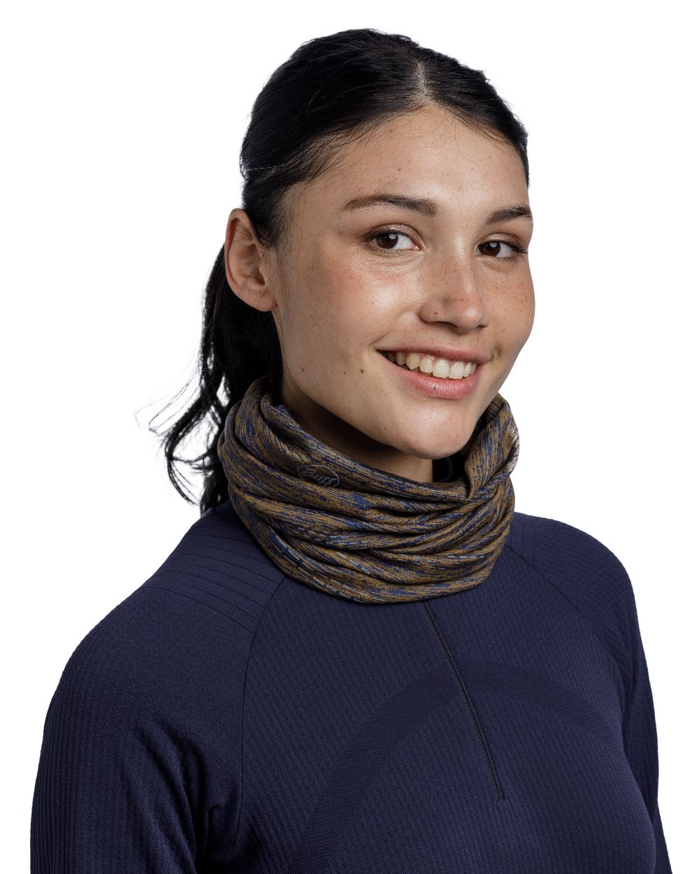 Brindle Brown Coloured Buff DryFlx Neck Gaiter on white background #colour_brindle-brown