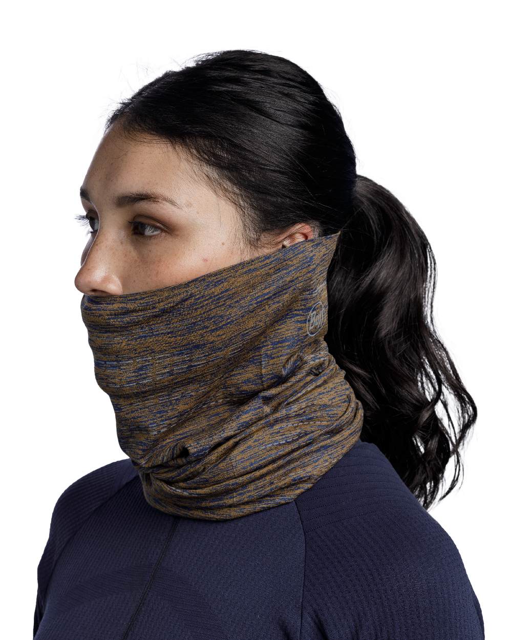 Brindle Brown Coloured Buff DryFlx Neck Gaiter on white background #colour_brindle-brown