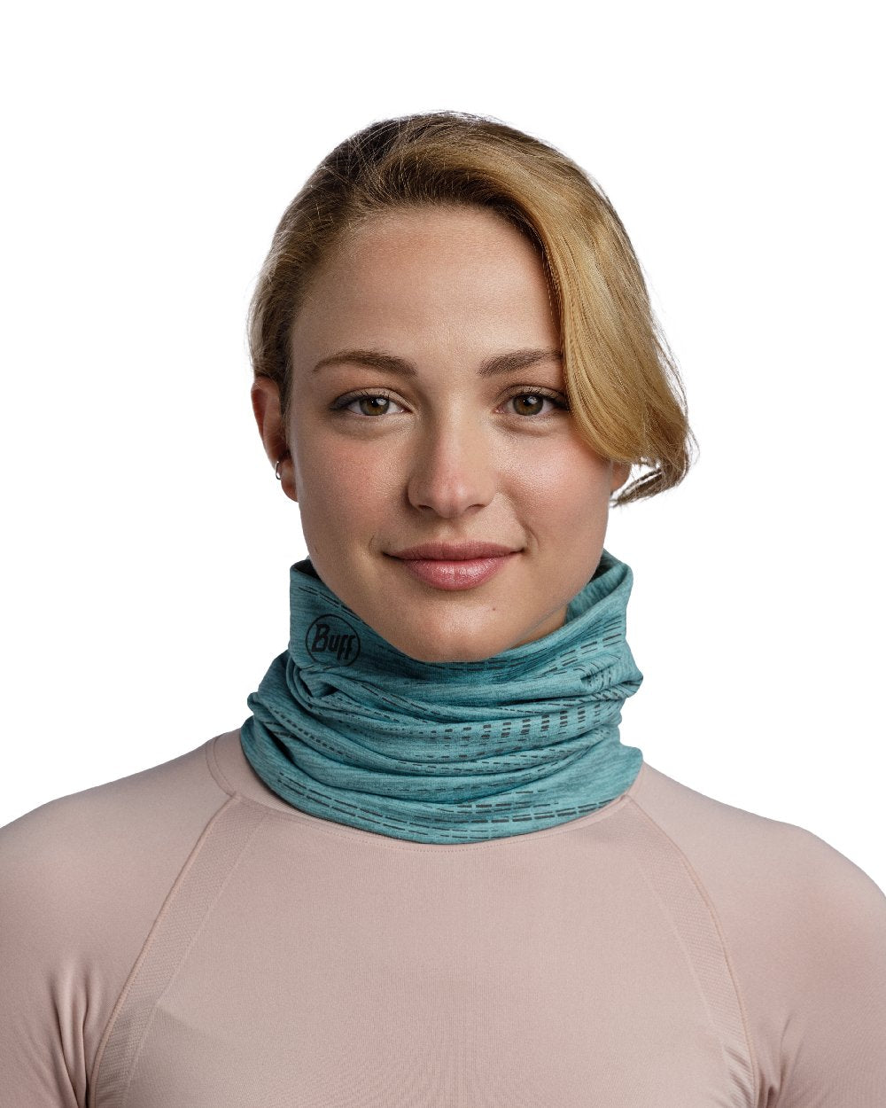 Pool Coloured Buff DryFlx Neck Gaiter on white background #colour_pool