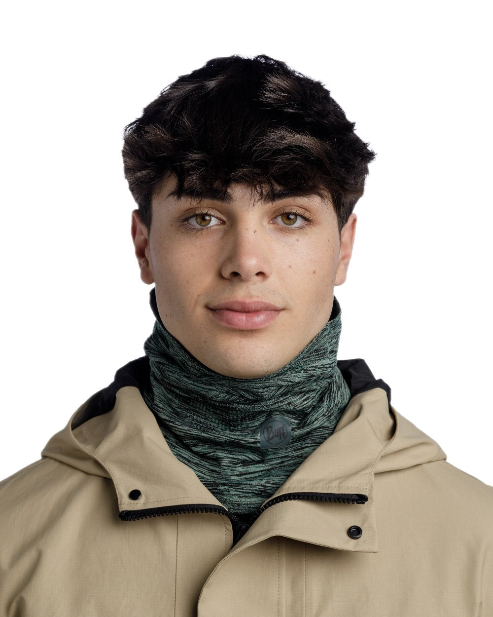Jade Coloured Buff DryFlx Pro Neck Warmer on white background #colour_jade
