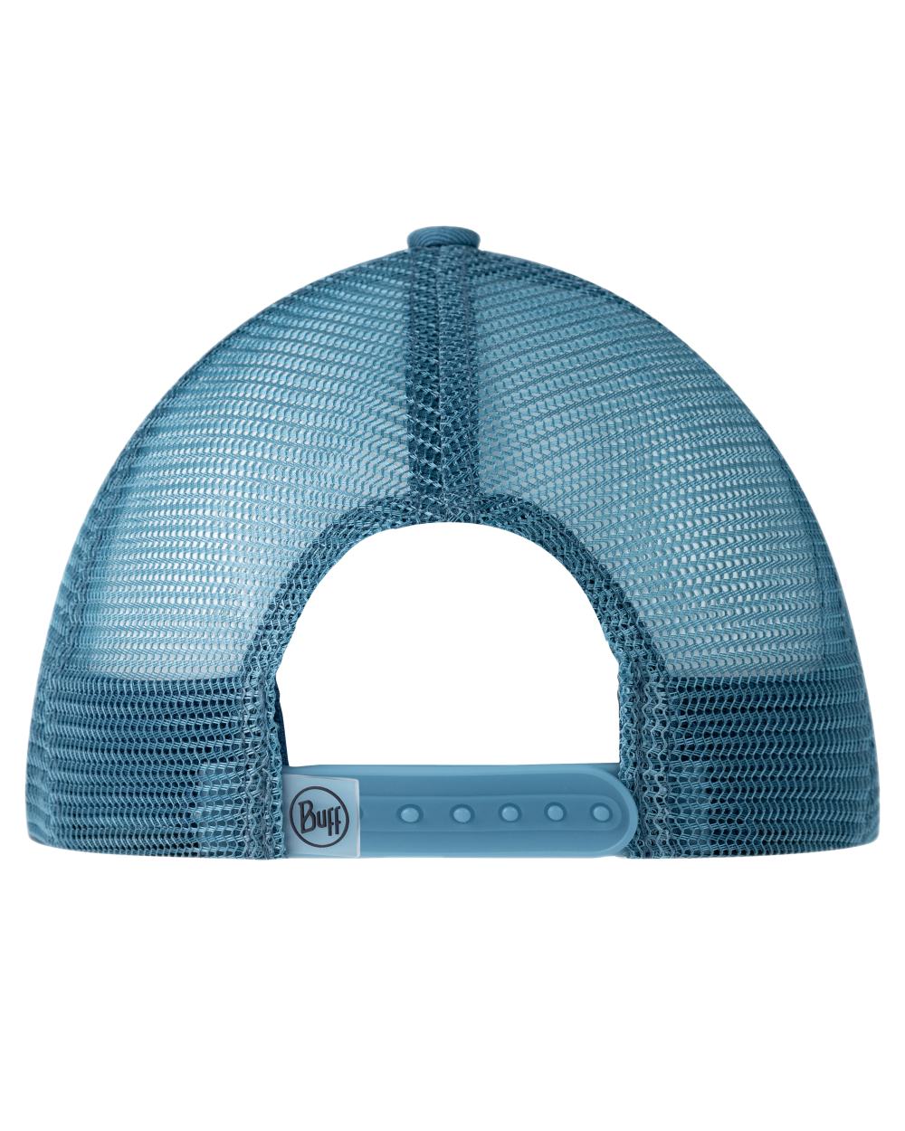 Blue Coloured Buff Explore Trucker Cap on white background #colour_blue