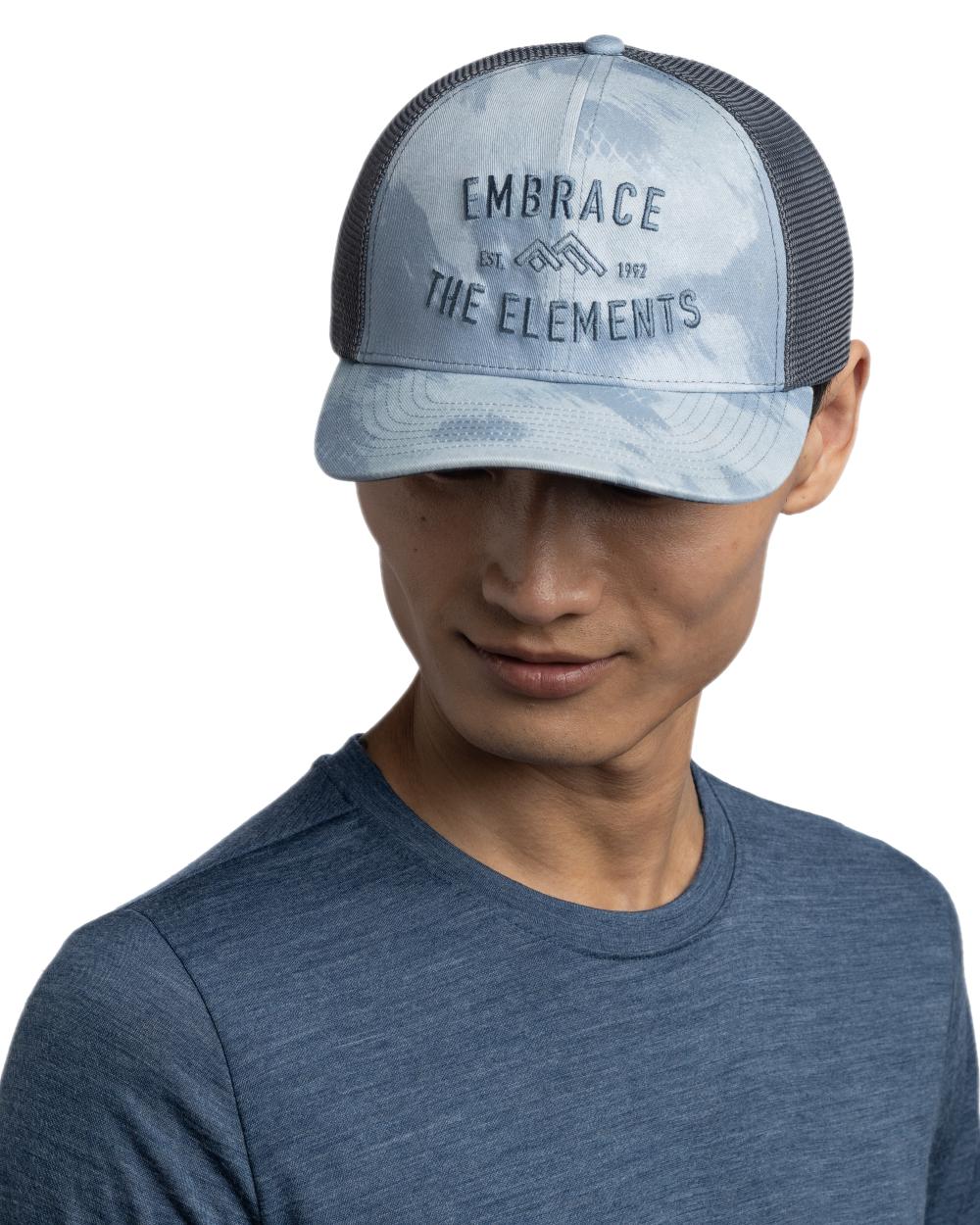 Mist Coloured Buff Explore Trucker Cap on white background #colour_mist