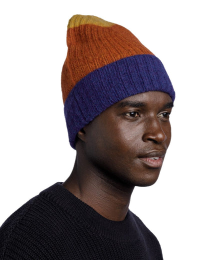 Denim Coloured Buff Nilah Knitted Beanie on white background #colour_denim