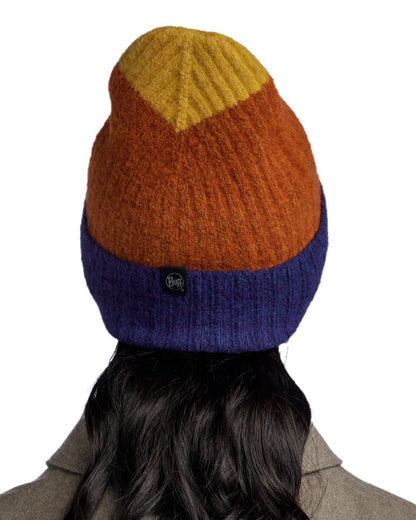 Denim Coloured Buff Nilah Knitted Beanie on white background #colour_denim
