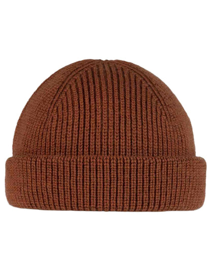 Cinnamon Coloured Buff Knitted Ervin Beanie on white background #colour_cinnamon