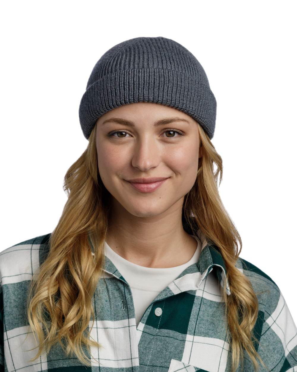 Grey Coloured Buff Knitted Ervin Beanie on white background #colour_grey