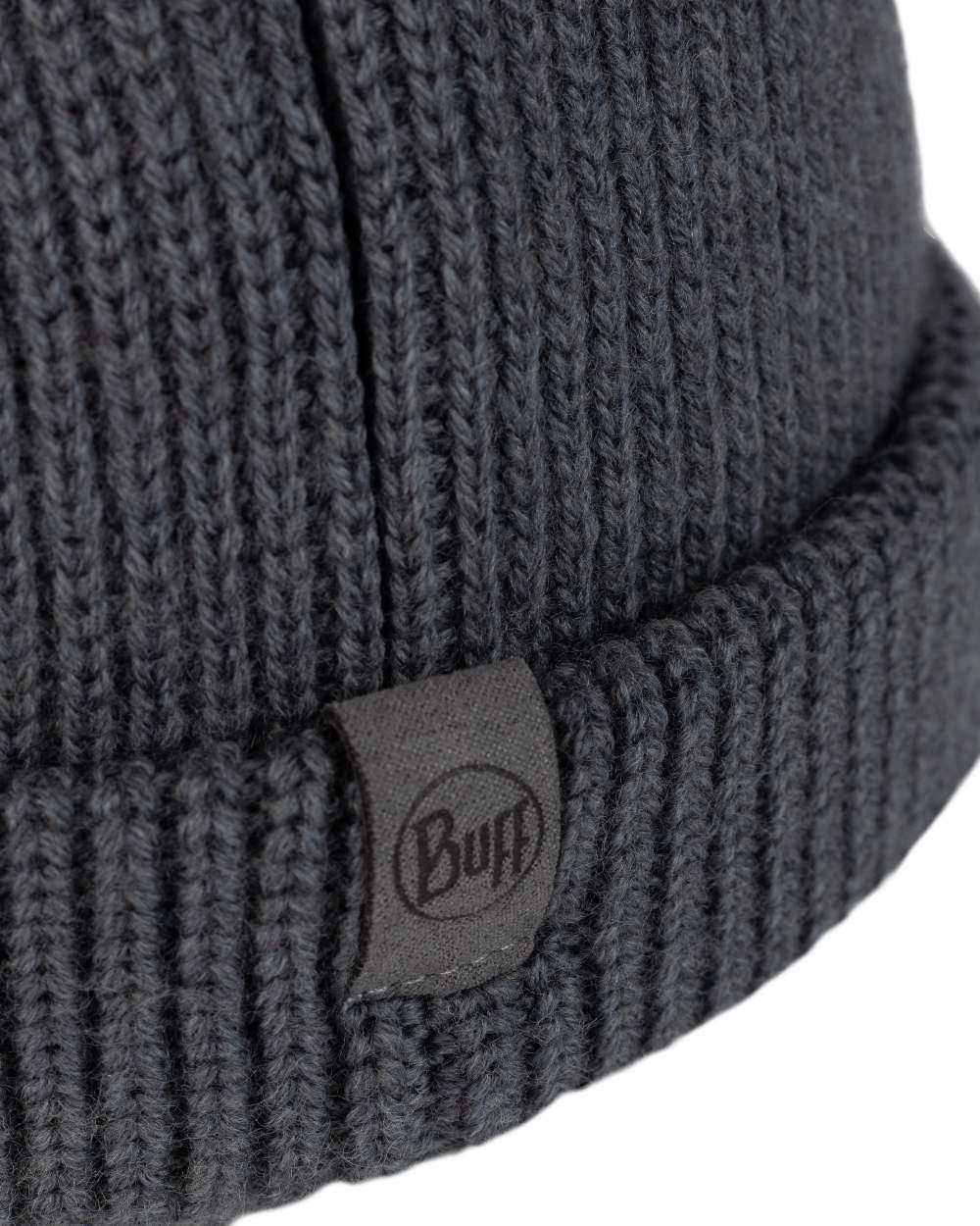 Grey Coloured Buff Knitted Ervin Beanie on white background #colour_grey