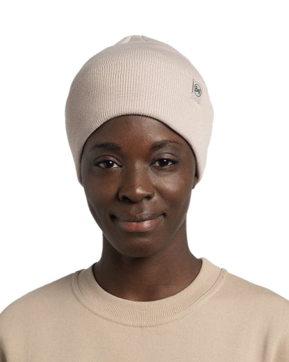 Birch Grey Coloured Buff Linon Knitted Beanie on white background #colour_birch-grey