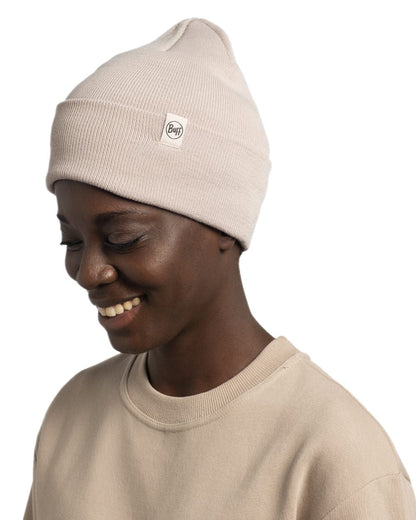 Birch Grey Coloured Buff Linon Knitted Beanie on white background #colour_birch-grey