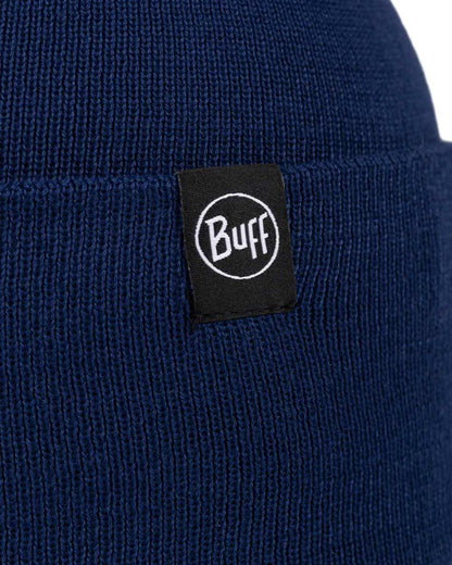 Midnight Coloured Buff Linon Knitted Beanie on white background #colour_midnight