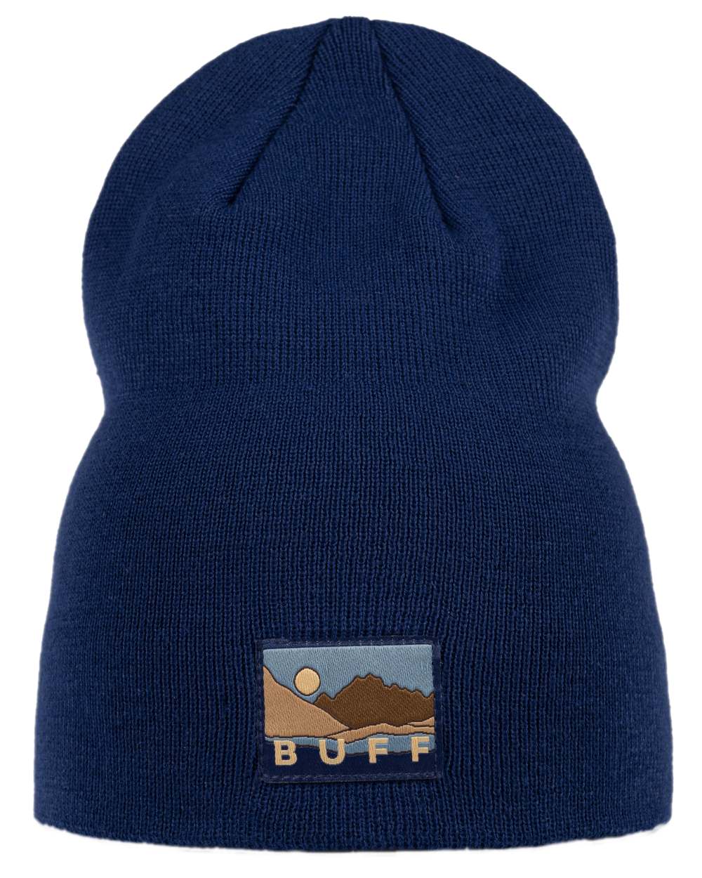 Midnight Coloured Buff Lilon Knitted Long Beanie on white background #colour_midnight