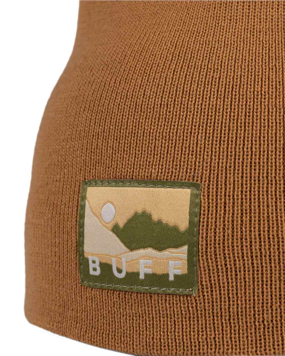 Peanut Coloured Buff Lilon Knitted Long Beanie on white background #colour_peanut