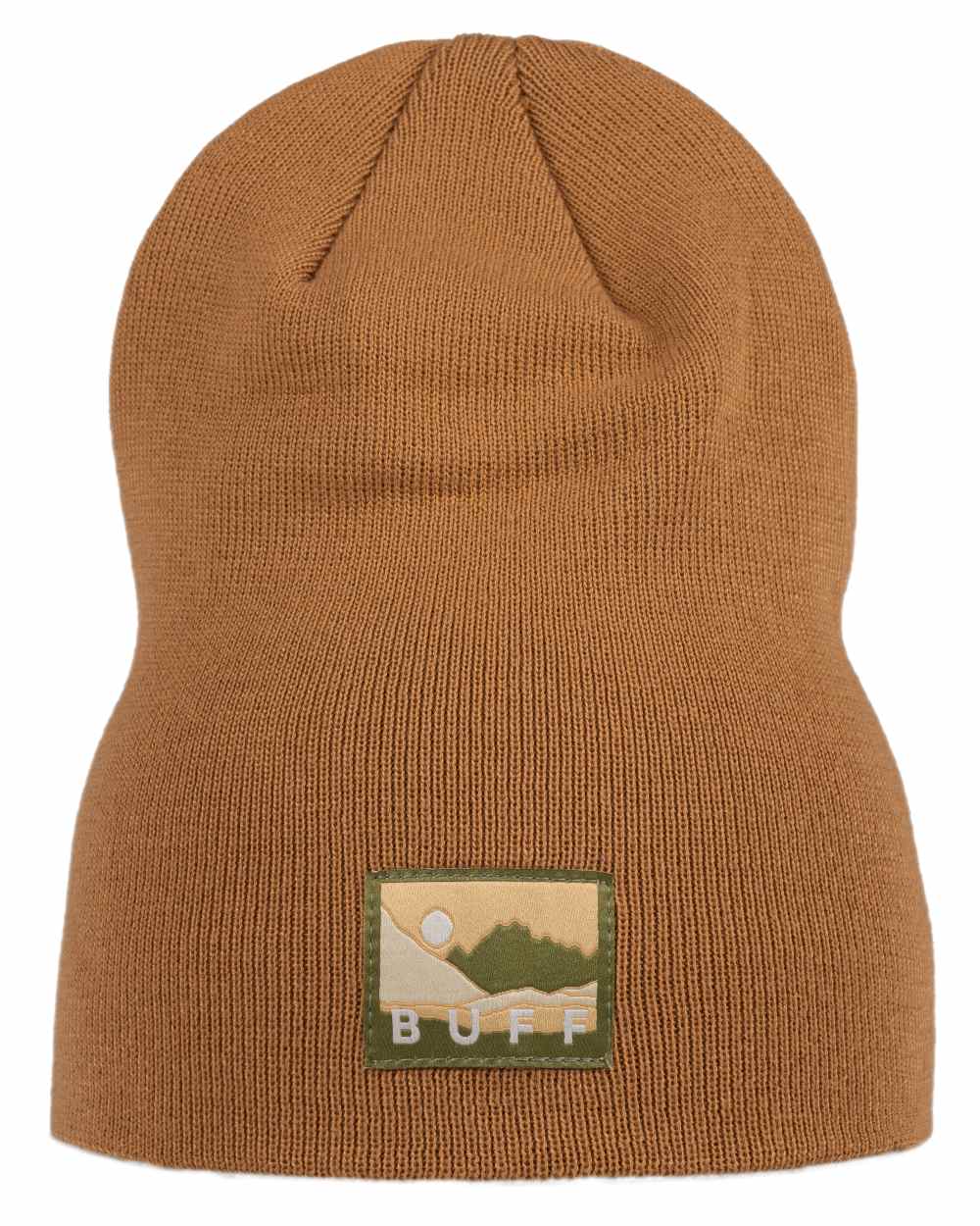 Peanut Coloured Buff Lilon Knitted Long Beanie on white background #colour_peanut