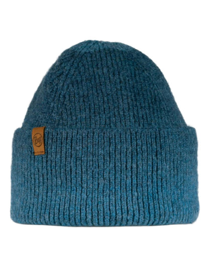 Denim Coloured Buff Knitted Marin Beanie on white background #colour_denim